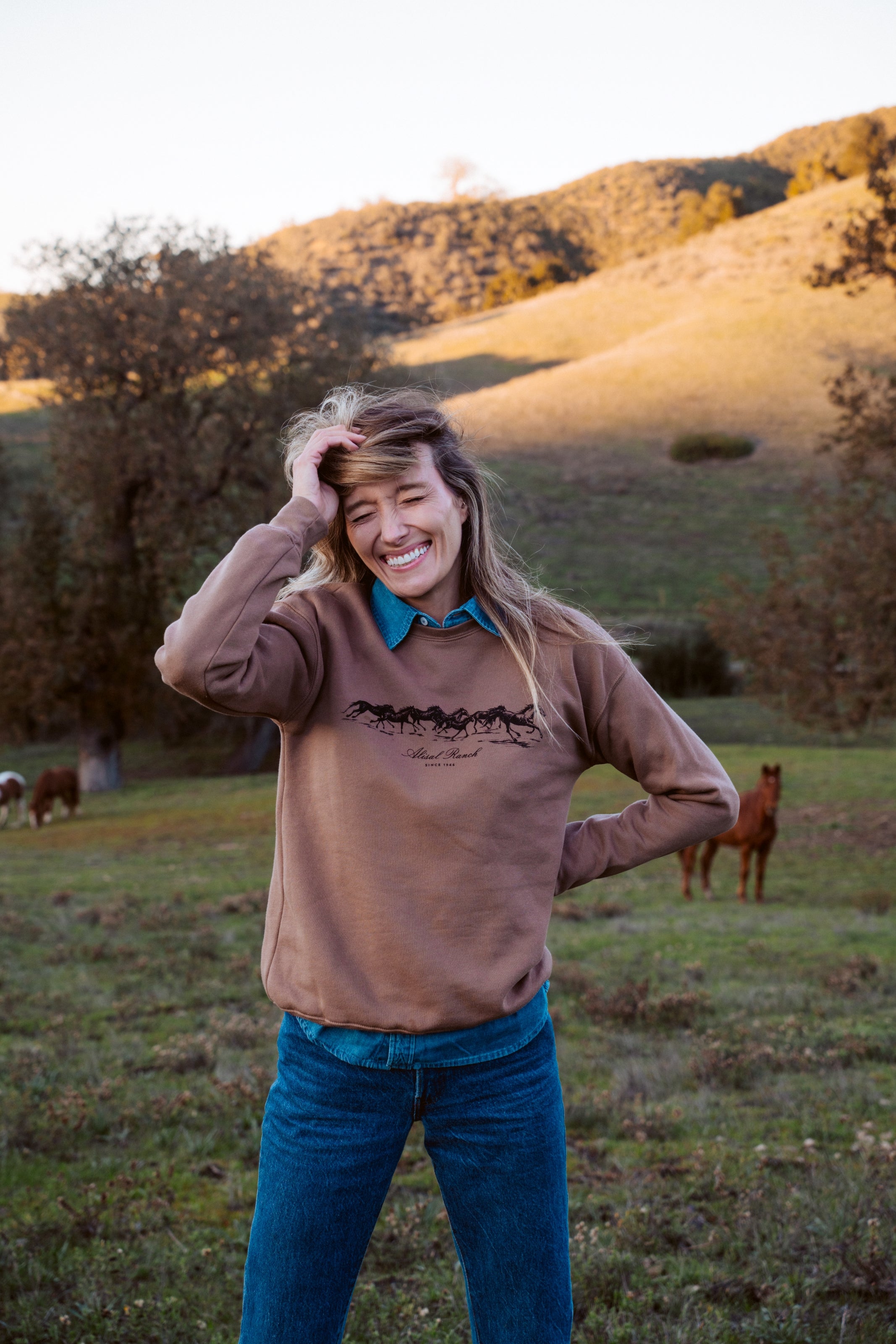 Running Horses Vintage Crewneck